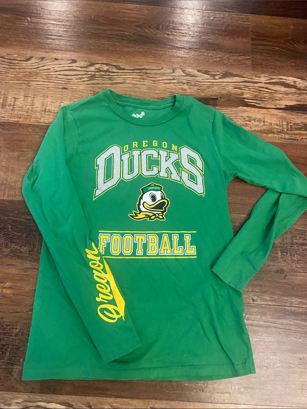 Oregon Ducks Green Long-Sleeve Football Tee for Kids